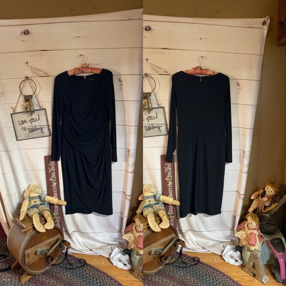 Donna Karen; MIDI; Elegant; Black; Sash Dress; 10 - Picture 8 of 8